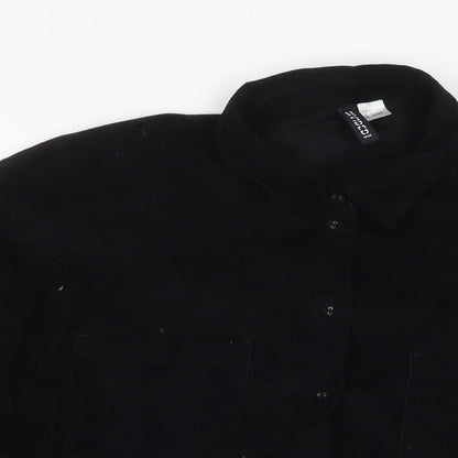 Divided by H&M Mens Black Cotton Button-Up Size S Collared Button
