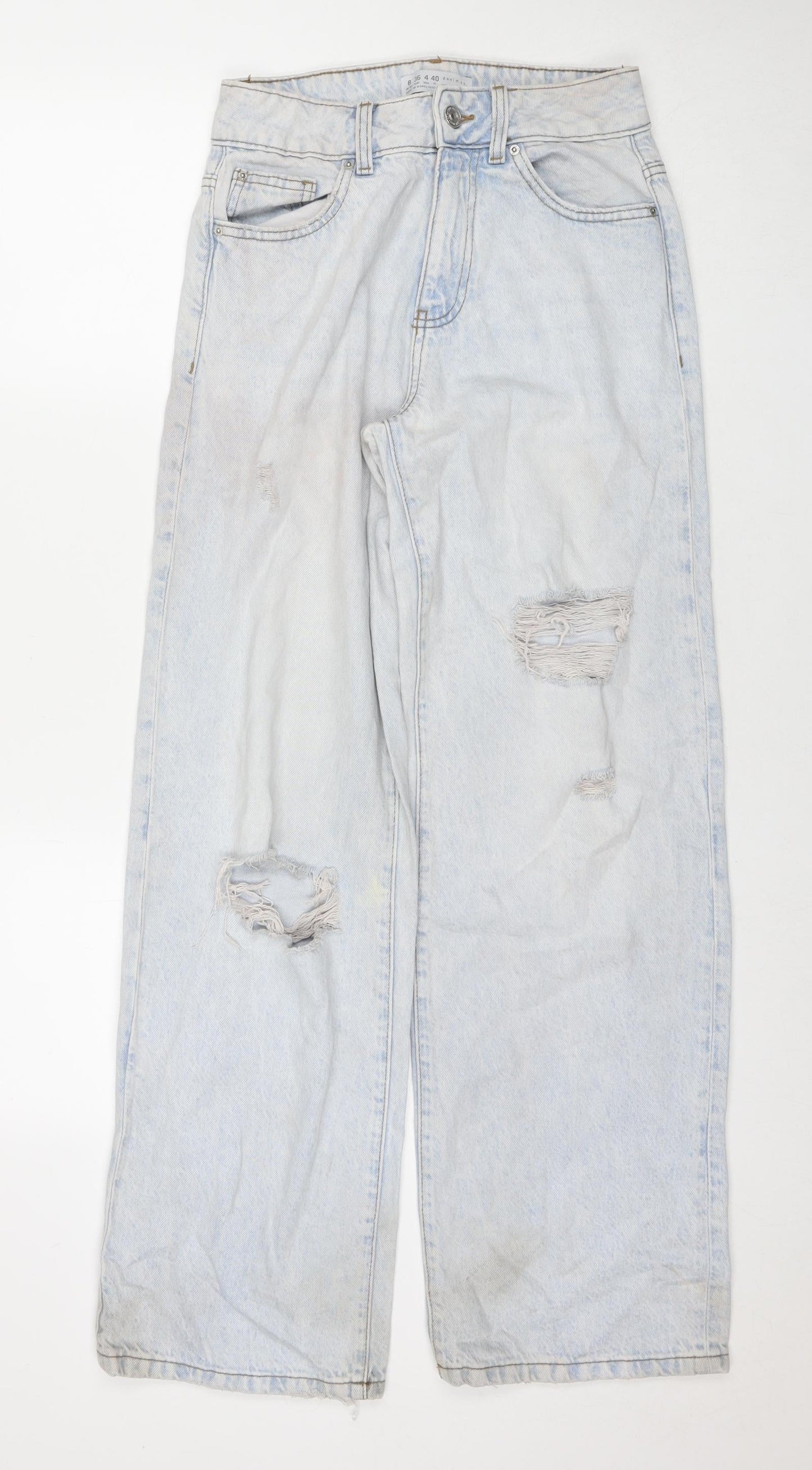 Denim & Co. Womens Blue Cotton Bootcut Jeans Size 8 L32 in Regular Zip
