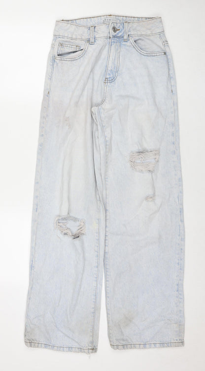 Denim & Co. Womens Blue Cotton Bootcut Jeans Size 8 L32 in Regular Zip