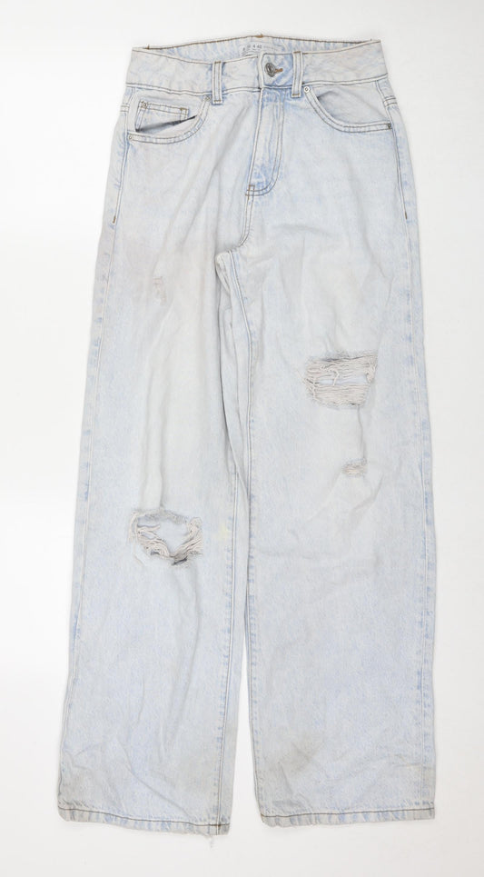 Denim & Co. Womens Blue Cotton Bootcut Jeans Size 8 L32 in Regular Zip