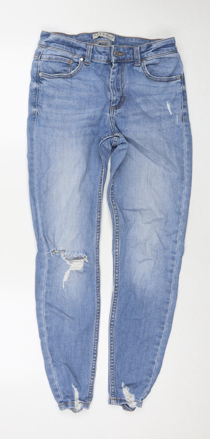 Denim & Co. Womens Blue Cotton Skinny Jeans Size 12 L28 in Regular Zip