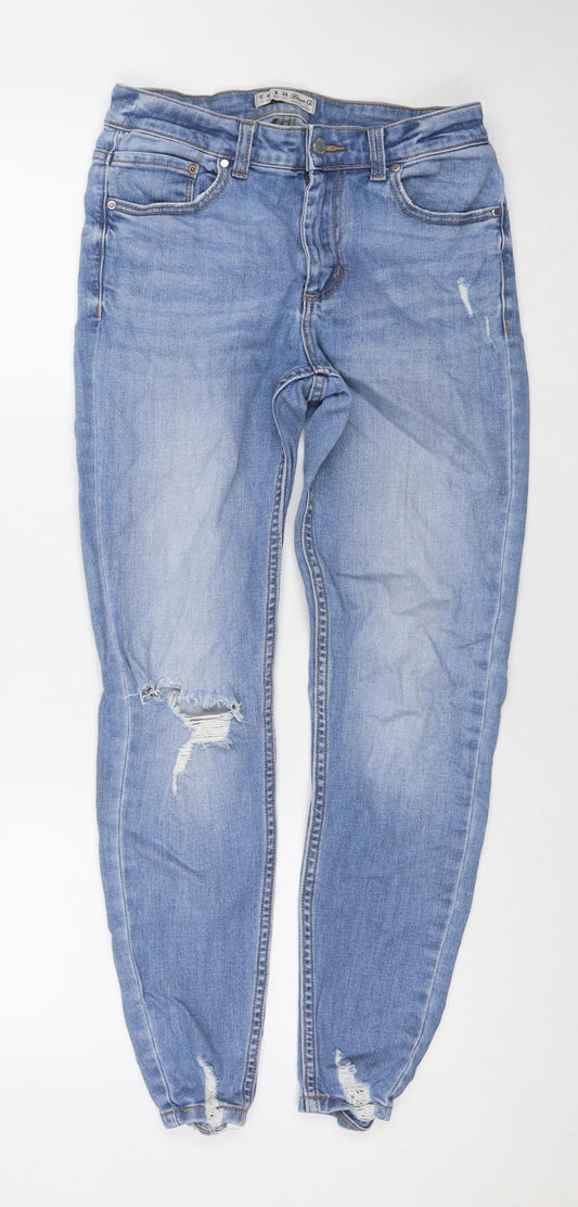 Denim & Co. Womens Blue Cotton Skinny Jeans Size 12 L28 in Regular Zip