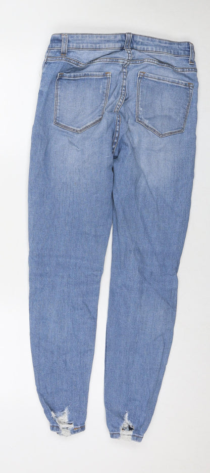 Denim & Co. Womens Blue Cotton Skinny Jeans Size 12 L28 in Regular Zip