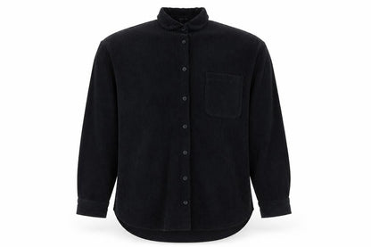 Audrey Mens Black Polyester Button-Up Size S Collared Button - Size S/M