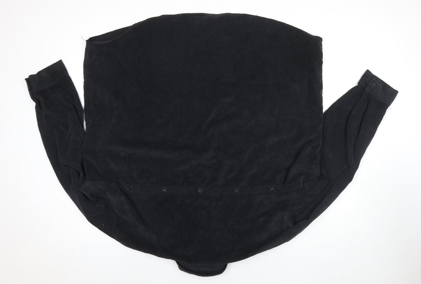 Audrey Mens Black Polyester Button-Up Size S Collared Button - Size S/M