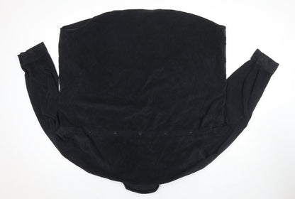 Audrey Mens Black Polyester Button-Up Size S Collared Button - Size S/M