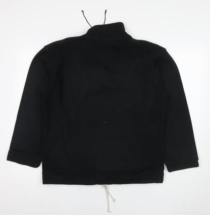 Casual Womens Black Polyester Pullover Sweatshirt Size 10 Zip - Size 10-12