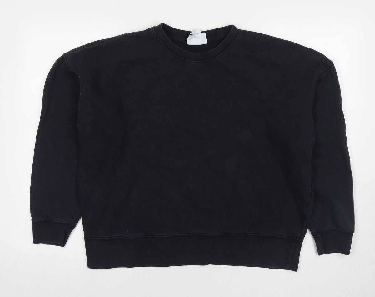 Zara Womens Black Cotton Pullover Sweatshirt Size L Pullover