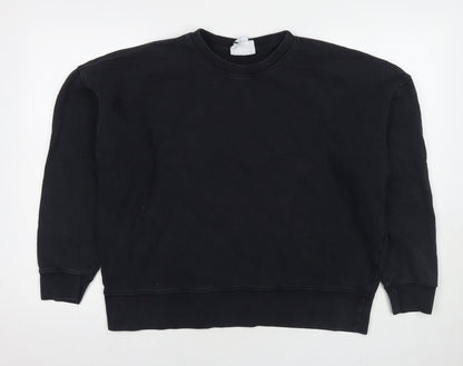 Zara Womens Black Cotton Pullover Sweatshirt Size L Pullover