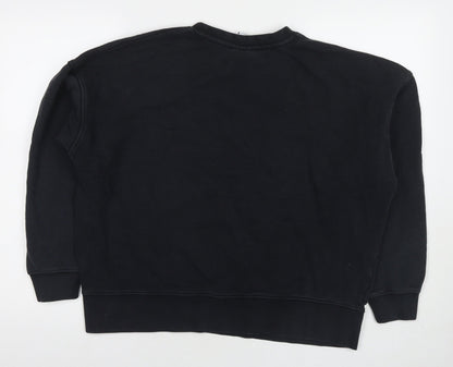 Zara Womens Black Cotton Pullover Sweatshirt Size L Pullover