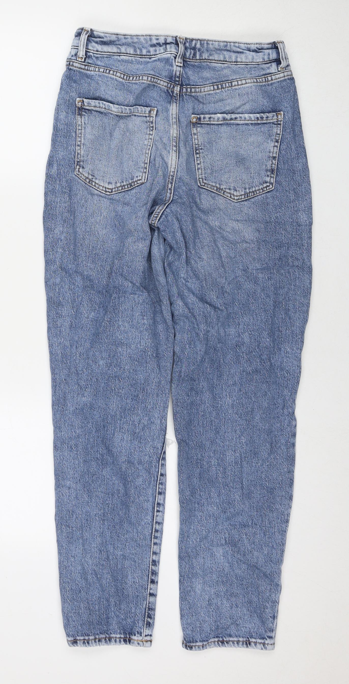 New Look Womens Blue Polyester Blend Mom Jeans Size 8 L29 in Regular Zip