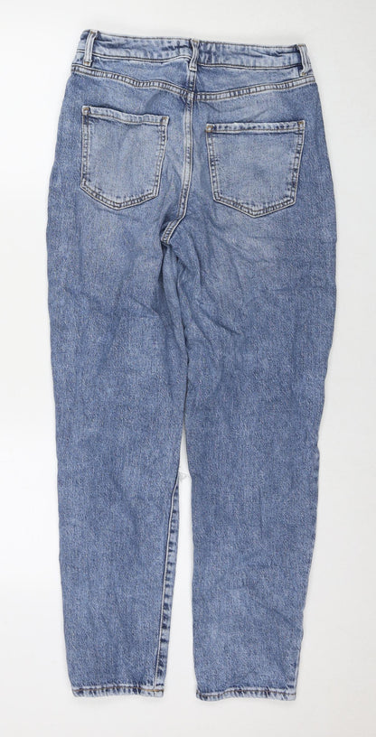 New Look Womens Blue Polyester Blend Mom Jeans Size 8 L29 in Regular Zip
