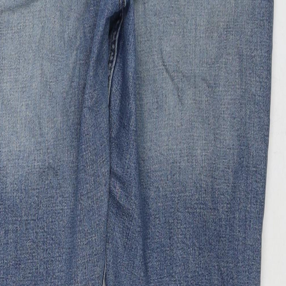 Marks and Spencer Mens Blue Cotton Straight Jeans Size 38 in L29 in Regular Zip