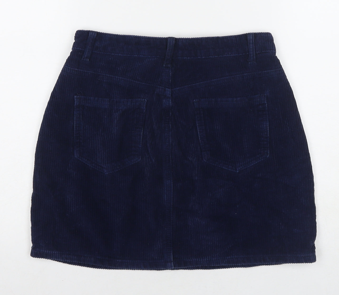 Missguided Womens Blue Cotton A-Line Skirt Size 10 Zip