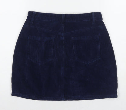 Missguided Womens Blue Cotton A-Line Skirt Size 10 Zip