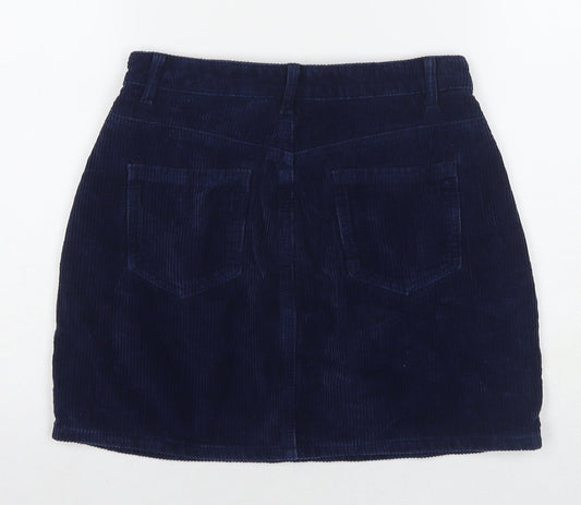 Missguided Womens Blue Cotton A-Line Skirt Size 10 Zip