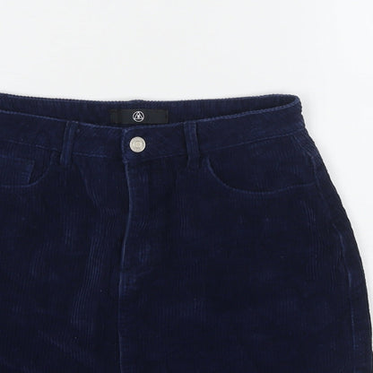 Missguided Womens Blue Cotton A-Line Skirt Size 10 Zip