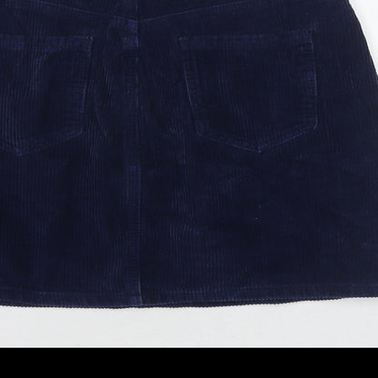 Missguided Womens Blue Cotton A-Line Skirt Size 10 Zip