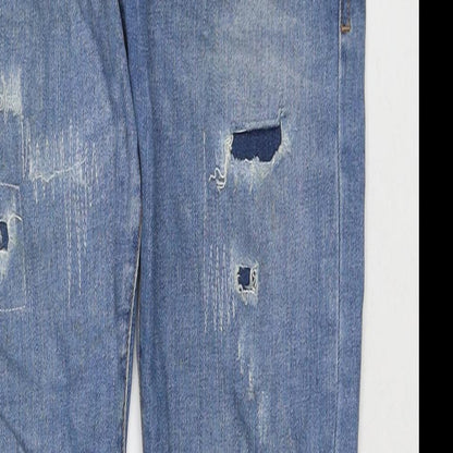 Zara Mens Blue Cotton Skinny Jeans Size L L31 in Regular Zip