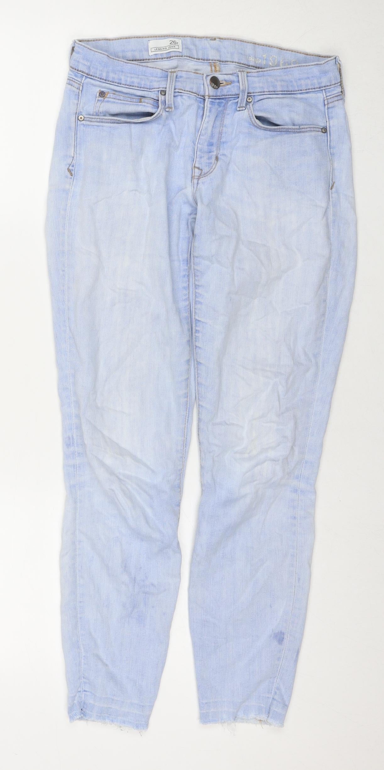 Gap Womens Blue Cotton Cropped Jeans Size 14 L27 in Regular Zip