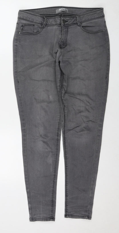 Dorothy Perkins Womens Grey Cotton Skinny Jeans Size 14 L30 in Regular Zip
