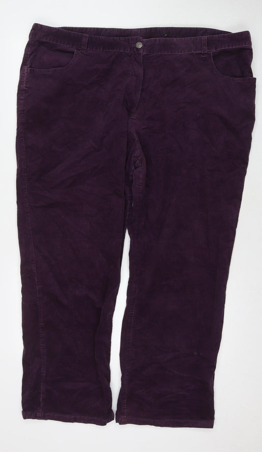 Ann Harvey Womens Purple Polyester Blend Trousers Size 26 L28 in Regular Zip