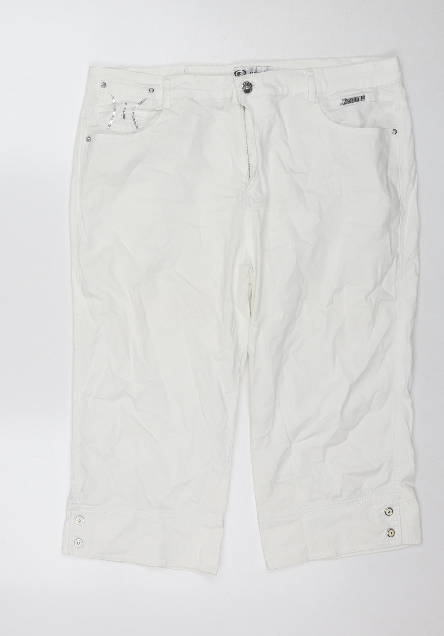 Conos Womens White Cotton Culotte Shorts Size 36 in L16 in Regular Zip