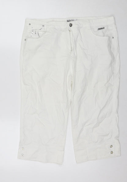 Conos Womens White Cotton Culotte Shorts Size 36 in L16 in Regular Zip