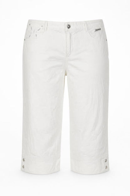 Conos Womens White Cotton Culotte Shorts Size 36 in L16 in Regular Zip