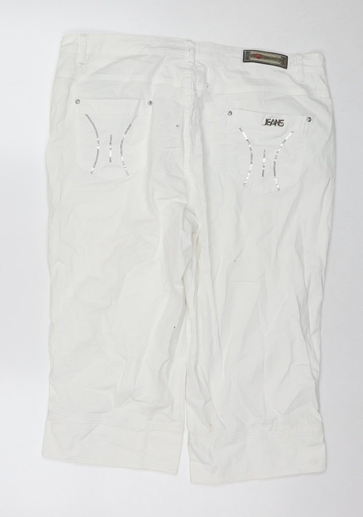 Conos Womens White Cotton Culotte Shorts Size 36 in L16 in Regular Zip