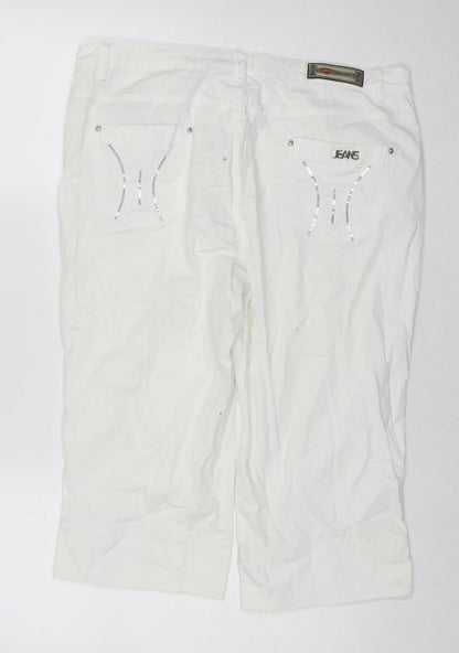 Conos Womens White Cotton Culotte Shorts Size 36 in L16 in Regular Zip