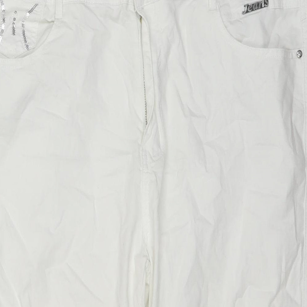 Conos Womens White Cotton Culotte Shorts Size 36 in L16 in Regular Zip