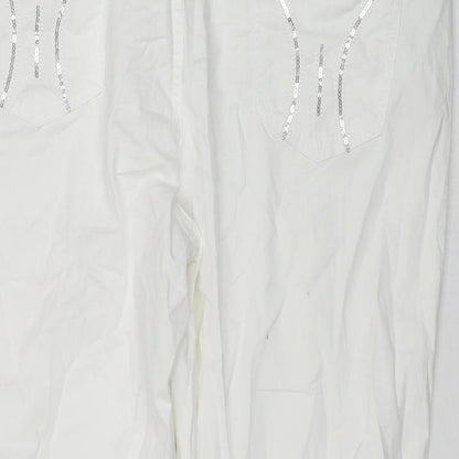 Conos Womens White Cotton Culotte Shorts Size 36 in L16 in Regular Zip