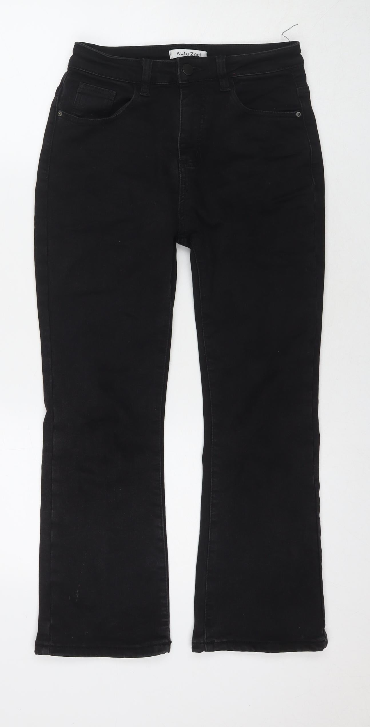 Autu Zcci Womens Black Cotton Blend Bootcut Jeans Size M L24 in Regular Zip