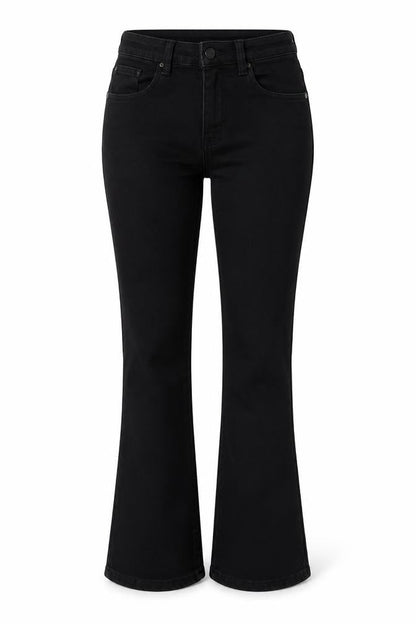 Autu Zcci Womens Black Cotton Blend Bootcut Jeans Size M L24 in Regular Zip