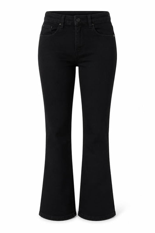 Autu Zcci Womens Black Cotton Blend Bootcut Jeans Size M L24 in Regular Zip