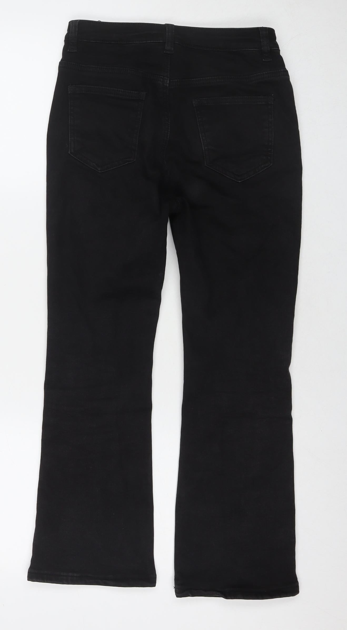 Autu Zcci Womens Black Cotton Blend Bootcut Jeans Size M L24 in Regular Zip
