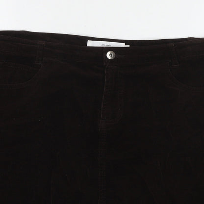John Lewis Womens Brown Cotton A-Line Skirt Size 14 Zip