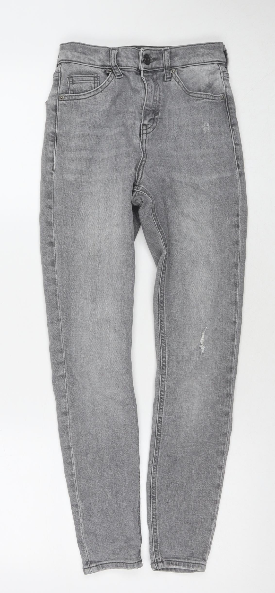 Topshop Womens Grey Cotton Skinny Jeans Size 25 in L30 in Regular Zip