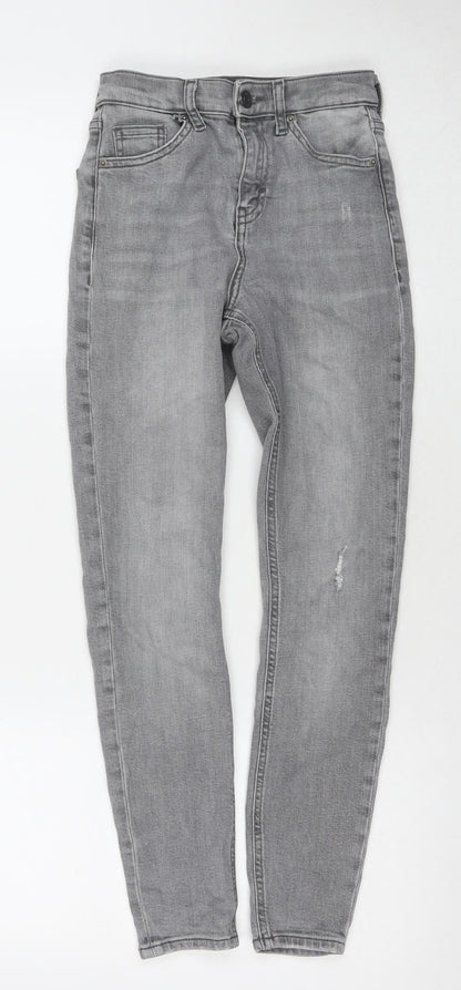 Topshop Womens Grey Cotton Skinny Jeans Size 25 in L30 in Regular Zip