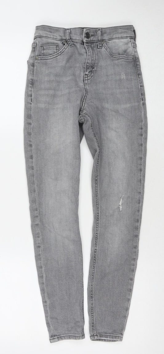 Topshop Womens Grey Cotton Skinny Jeans Size 25 in L30 in Regular Zip