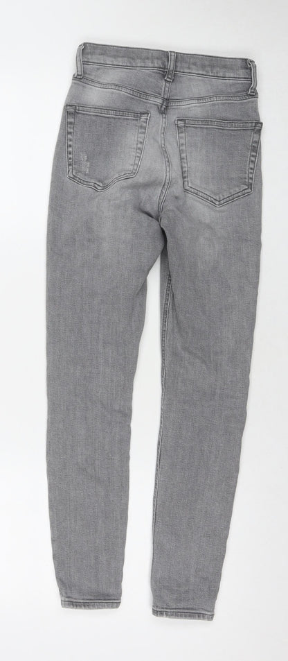 Topshop Womens Grey Cotton Skinny Jeans Size 25 in L30 in Regular Zip