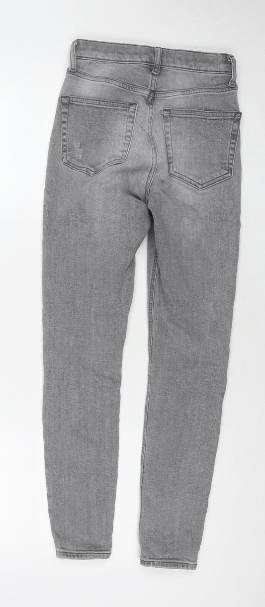 Topshop Womens Grey Cotton Skinny Jeans Size 25 in L30 in Regular Zip