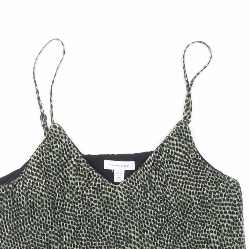Womens UK Size 10 Topshop Green Camisole Tank