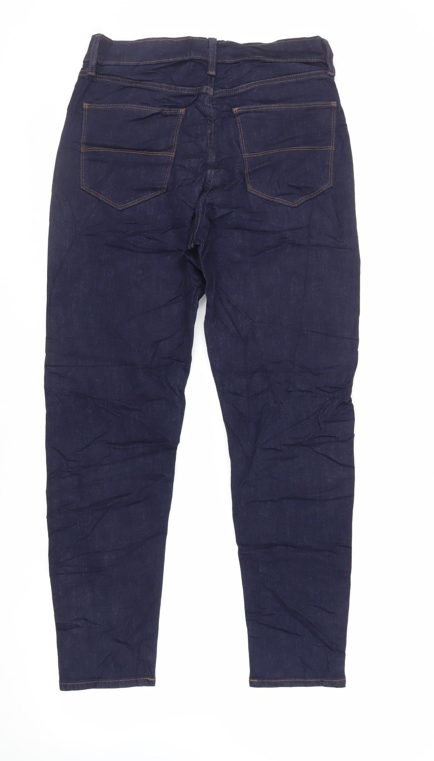 Marks and Spencer Mens Blue Cotton Tapered Jeans Size 30 in L31 in Regular Zip