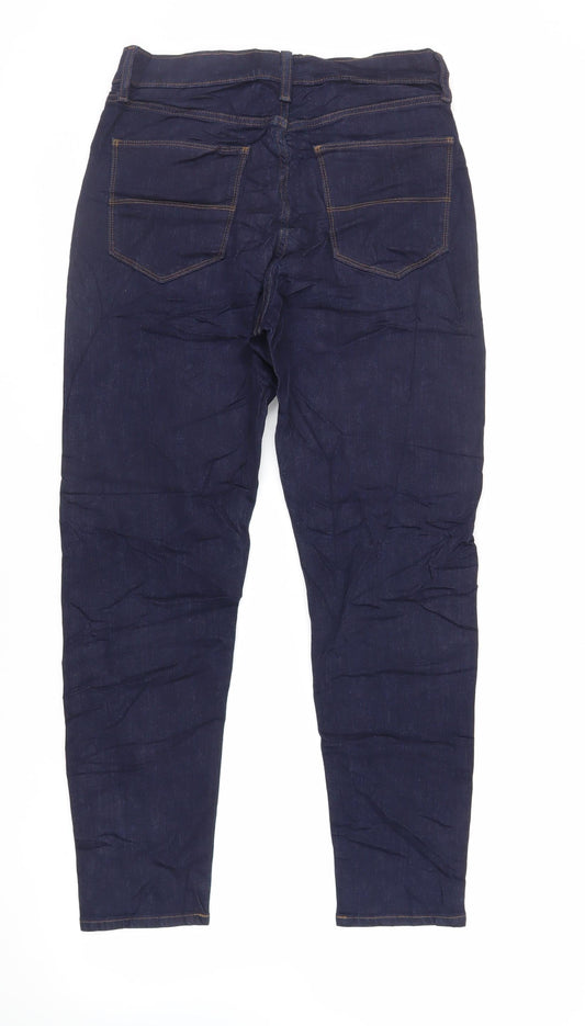 Marks and Spencer Mens Blue Cotton Tapered Jeans Size 30 in L31 in Regular Zip