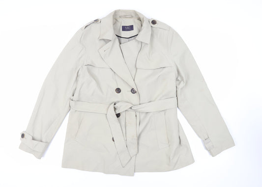 Marks and Spencer Womens Beige Pea Coat Coat Size 14 Button - Belted
