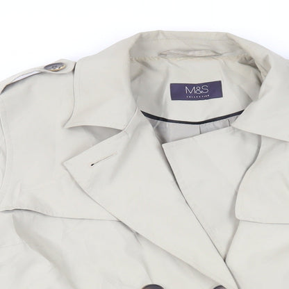 Marks and Spencer Womens Beige Pea Coat Coat Size 14 Button - Belted