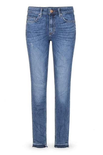 Marks & Spencer Womens Blue Cotton Skinny Jeans Size 6 L29 in Regular Zip - Raw Hem
