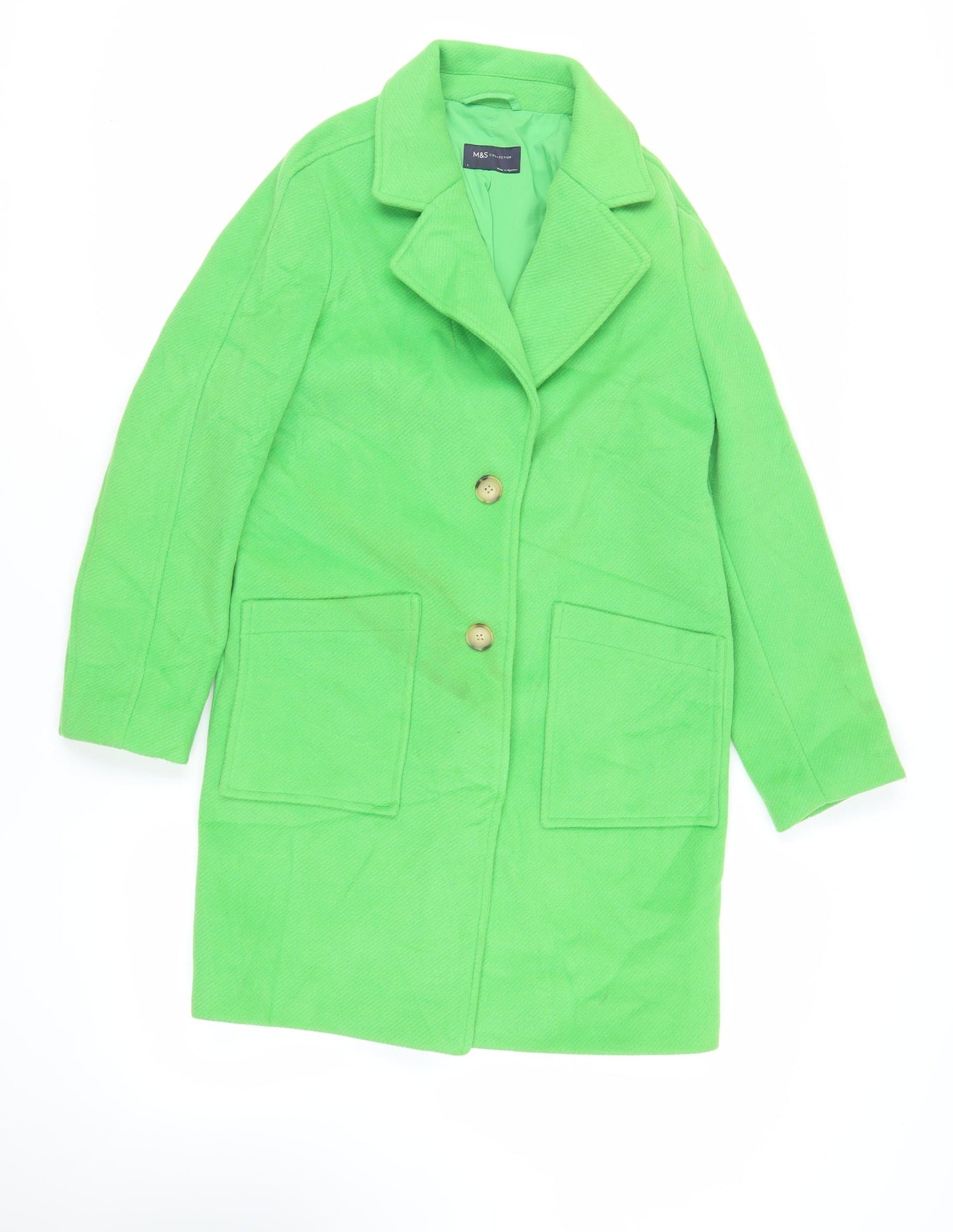 Womens UK Size 8 Marks and Spencer Green Overcoat